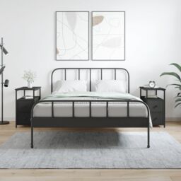 Berkfield Home Bedside Cabinets 2 pcs Black 30x60x60 cm Engineered Wood - Size: 30 x 60 x 60 cm - thumbnail 1