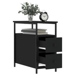 Berkfield Home Bedside Cabinets 2 pcs Black 30x60x60 cm Engineered Wood - Size: 30 x 60 x 60 cm - thumbnail 4