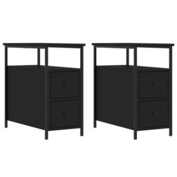 Berkfield Home Bedside Cabinets 2 pcs Black 30x60x60 cm Engineered Wood - Size: 30 x 60 x 60 cm - thumbnail 2