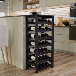 EONLION 7-Tier Black Wine Rack Freestanding Holds 28 Bottles Home Bar Stand 108cm Stand - thumbnail 3