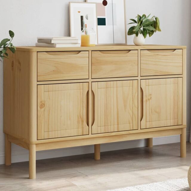 Berkfield Home Sideboard FLORO Wax Brown 114x43x74 cm Solid Wood Pine - Size: 114 x 43 x 74 cm - image 1