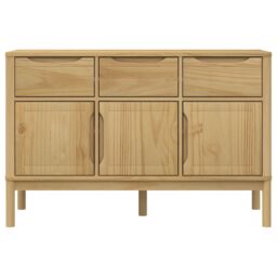 Berkfield Home Sideboard FLORO Wax Brown 114x43x74 cm Solid Wood Pine - Size: 114 x 43 x 74 cm - thumbnail 5