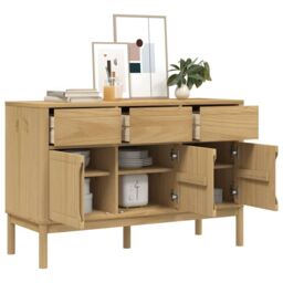 Berkfield Home Sideboard FLORO Wax Brown 114x43x74 cm Solid Wood Pine - Size: 114 x 43 x 74 cm - thumbnail 4