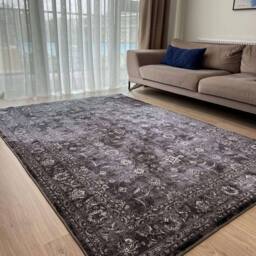 THE RUGS Nuza Vintage Washable Rug - Ultra Soft Polyamide Non Slip Design in Black - Size: 120 cm x 160 cm - thumbnail 4