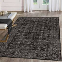 THE RUGS Nuza Vintage Washable Rug - Ultra Soft Polyamide Non Slip Design in Black - Size: 120 cm x 160 cm - thumbnail 3