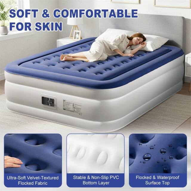 EONLION Blue 203*152*45cm Inflatable Air Bed Mattress - Size: Double - image 1