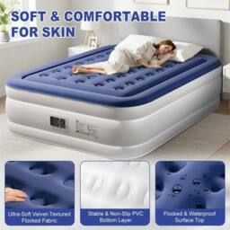 EONLION Blue 203*152*45cm Inflatable Air Bed Mattress - Size: Double