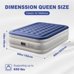 EONLION Blue 203*152*45cm Inflatable Air Bed Mattress - Size: Double - thumbnail 2