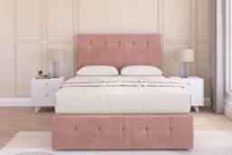 "Sloomy Cambridge Plush Divan Base 2 Drawers-54"" Headboard & 12"" Footboard in Pink - Size: Single"