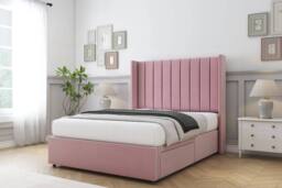 "Comfort Beds Palermo Plush Divan Base No Drawers - 54"" Wingback in Pink - Size: Small Double" - thumbnail 2