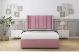 "Comfort Beds Palermo Plush Divan Base No Drawers - 54"" Wingback in Pink - Size: Small Double" - thumbnail 1