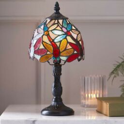 Loops Mini Tiffany Glass Table Lamp - Dark Bronze Effect - Requires 40W E14 Golf Bulb in Clear - thumbnail 4
