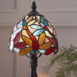 Loops Mini Tiffany Glass Table Lamp - Dark Bronze Effect - Requires 40W E14 Golf Bulb in Clear - thumbnail 3