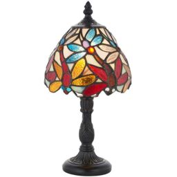 Loops Mini Tiffany Glass Table Lamp - Dark Bronze Effect - Requires 40W E14 Golf Bulb in Clear - thumbnail 1