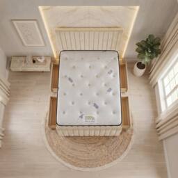 "Somnior Eleanor Velvet Divan Bed Mattress 4 Draw 54"" Headboard 22"" Footboard in Ivory - Size: Double" - thumbnail 2