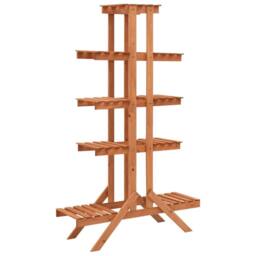 Berkfield Home Plant Stand 83x25x132 cm Solid Firwood in Tan - Size: 83 x 25 x 132 cm - thumbnail 2