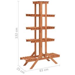 Berkfield Home Plant Stand 83x25x132 cm Solid Firwood in Tan - Size: 83 x 25 x 132 cm - thumbnail 6