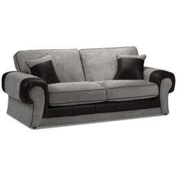 Furnishings For Less UK Portland Fabric Sofa Suite Chesterfield Rolled Arms 3 Seater & 2 Seater Sofa in Black - thumbnail 2