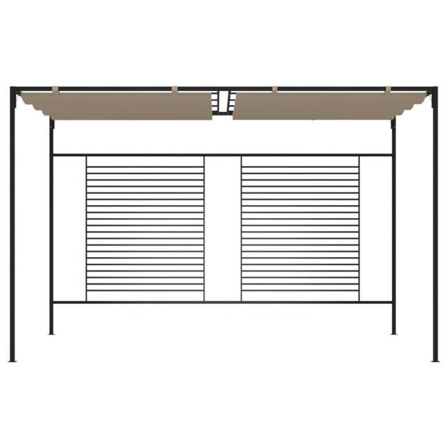 Berkfield Home Gazebo with Retractable Roof 3x4x2.3 m Taupe 180 g/m ² in Beige - image 1