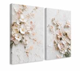 "Mafett Ivory Garden Dream 2 Set Canvases Wall Art Print in Light Pink - Size: W18"" x H24""" - thumbnail 2