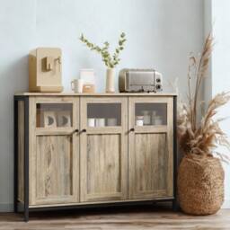 Pirlo Plush Industrial Multipurpose Closed Sideboard Buffet Cabinet Rustic Brown - thumbnail 2