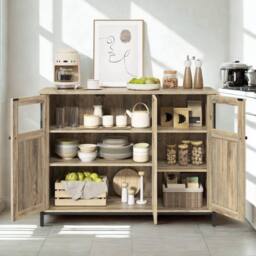 Pirlo Plush Industrial Multipurpose Closed Sideboard Buffet Cabinet Rustic Brown - thumbnail 4