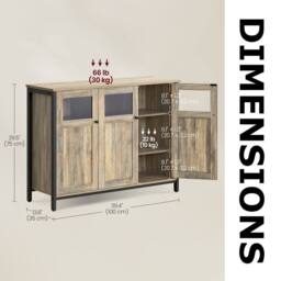 Pirlo Plush Industrial Multipurpose Closed Sideboard Buffet Cabinet Rustic Brown - thumbnail 8