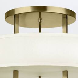 Netlighting Hinkley Hampton Cylindrical Ceiling Light Classic Brushed Brass 3x E27 in Cream - thumbnail 2