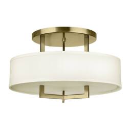 Netlighting Hinkley Hampton Cylindrical Ceiling Light Classic Brushed Brass 3x E27 in Cream