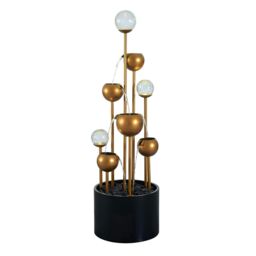 Primrose Golden Orb Cascading Tiered Garden Water Feature with LED Lights 120cm in Gold