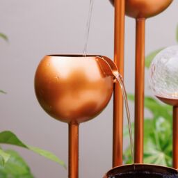 Primrose Golden Orb Cascading Tiered Garden Water Feature with LED Lights 120cm in Gold - thumbnail 6