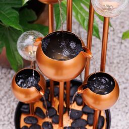 Primrose Golden Orb Cascading Tiered Garden Water Feature with LED Lights 120cm in Gold - thumbnail 4