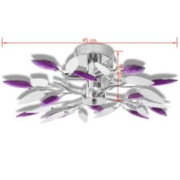Berkfield Home Ceiling Lamp White & Purple Acrylic Crystal Leaf Arms 3 E14 Bulbs - thumbnail 4