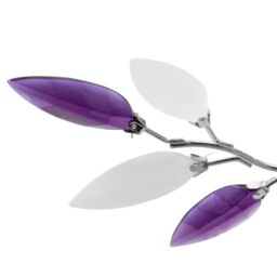 Berkfield Home Ceiling Lamp White & Purple Acrylic Crystal Leaf Arms 3 E14 Bulbs - thumbnail 3