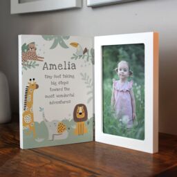 Personalised Memento Company Personalised Animals Wooden Hinged 6x4 Photo Frame in White - thumbnail 5
