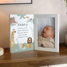 Personalised Memento Company Personalised Animals Wooden Hinged 6x4 Photo Frame in White - thumbnail 4