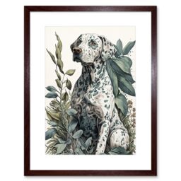 "Artery8 Wall Art Print Dalmatian Dog in Field Plants Modern Watercolour Artwork Framed 9X7 Inch in Brown - Size: W7"" x H9""" - thumbnail 1