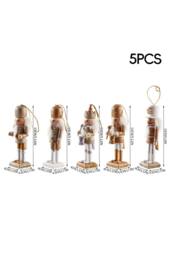 Living and Home 5Pcs Christmas Wooden Nutcracker Figurine Decoration Set in Gold - thumbnail 5