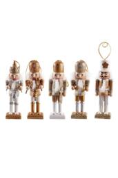 Living and Home 5Pcs Christmas Wooden Nutcracker Figurine Decoration Set in Gold - thumbnail 4