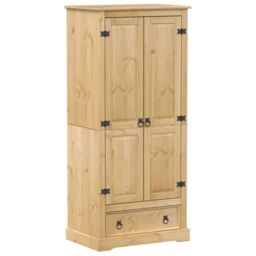 Berkfield Home Wardrobe Corona 76x50x170 cm Solid Wood Pine in Brown - Size: 76 x 50 x 170 cm - thumbnail 2