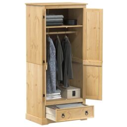 Berkfield Home Wardrobe Corona 76x50x170 cm Solid Wood Pine in Brown - Size: 76 x 50 x 170 cm