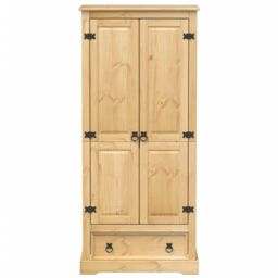 Berkfield Home Wardrobe Corona 76x50x170 cm Solid Wood Pine in Brown - Size: 76 x 50 x 170 cm - thumbnail 4