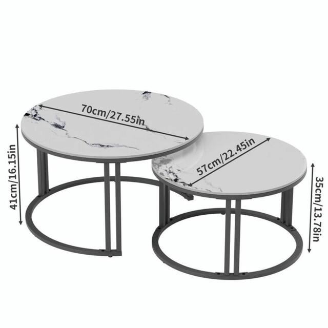 VOGREX Round Coffee Table High Gloss Living Room Sofa Center Side in White - Size: 100 cm x 80 cm - image 1