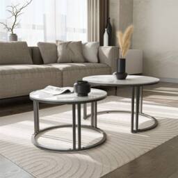 VOGREX Round Coffee Table High Gloss Living Room Sofa Center Side in White - Size: 100 cm x 80 cm - thumbnail 6