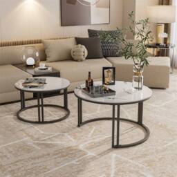 VOGREX Round Coffee Table High Gloss Living Room Sofa Center Side in White - Size: 100 cm x 80 cm - thumbnail 5
