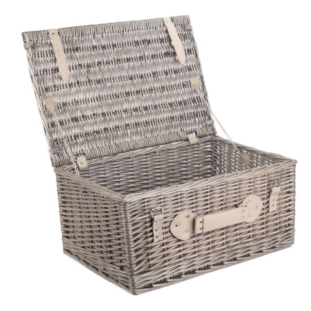 Red Hamper Wicker 51cm Antique Wash Picnic Basket in Grey - image 1