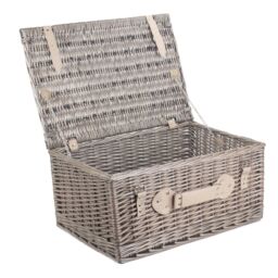 Red Hamper Wicker 51cm Antique Wash Picnic Basket in Grey