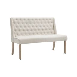 Living and Home Beige Upholstered Tufted Dining Bench 138cm - thumbnail 5