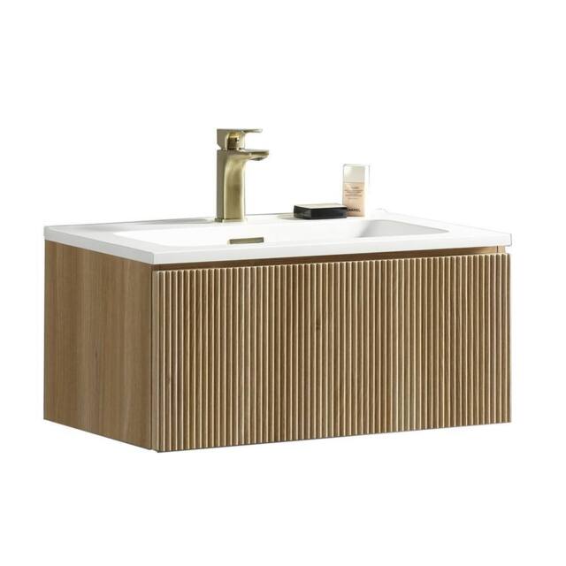 Bathroom Kingdom Flauto Oak Wall Hung Basin Drawer Vanity 800mm - image 1
