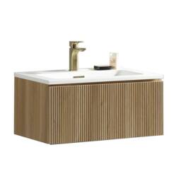Bathroom Kingdom Flauto Oak Wall Hung Basin Drawer Vanity 800mm - thumbnail 1